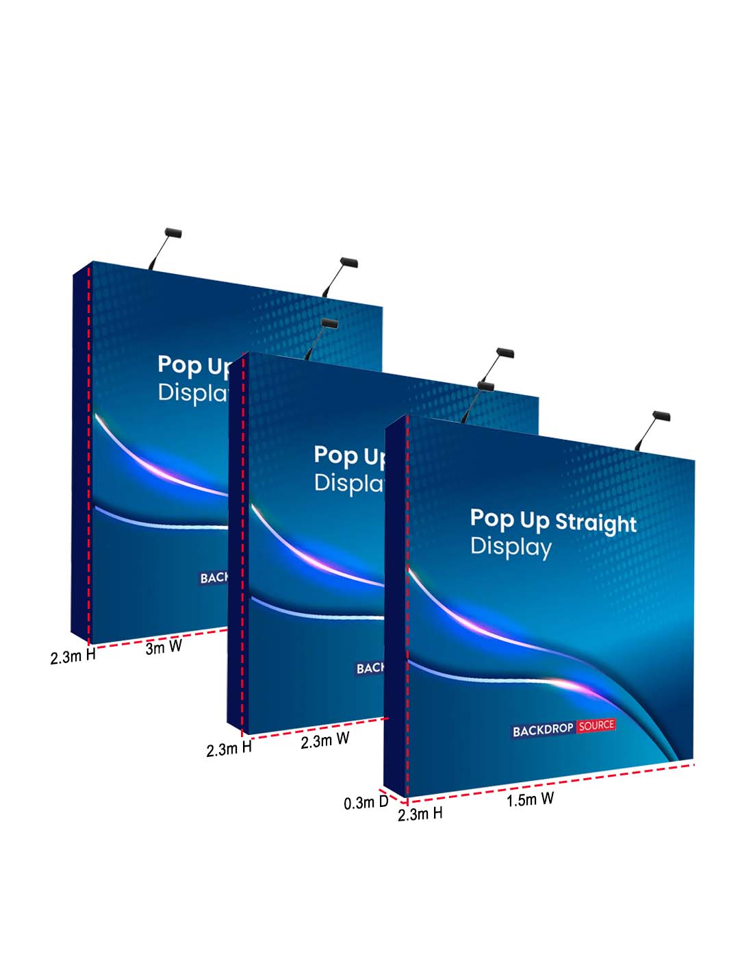 Popup Straight Backwall Kit with Clamping Lights