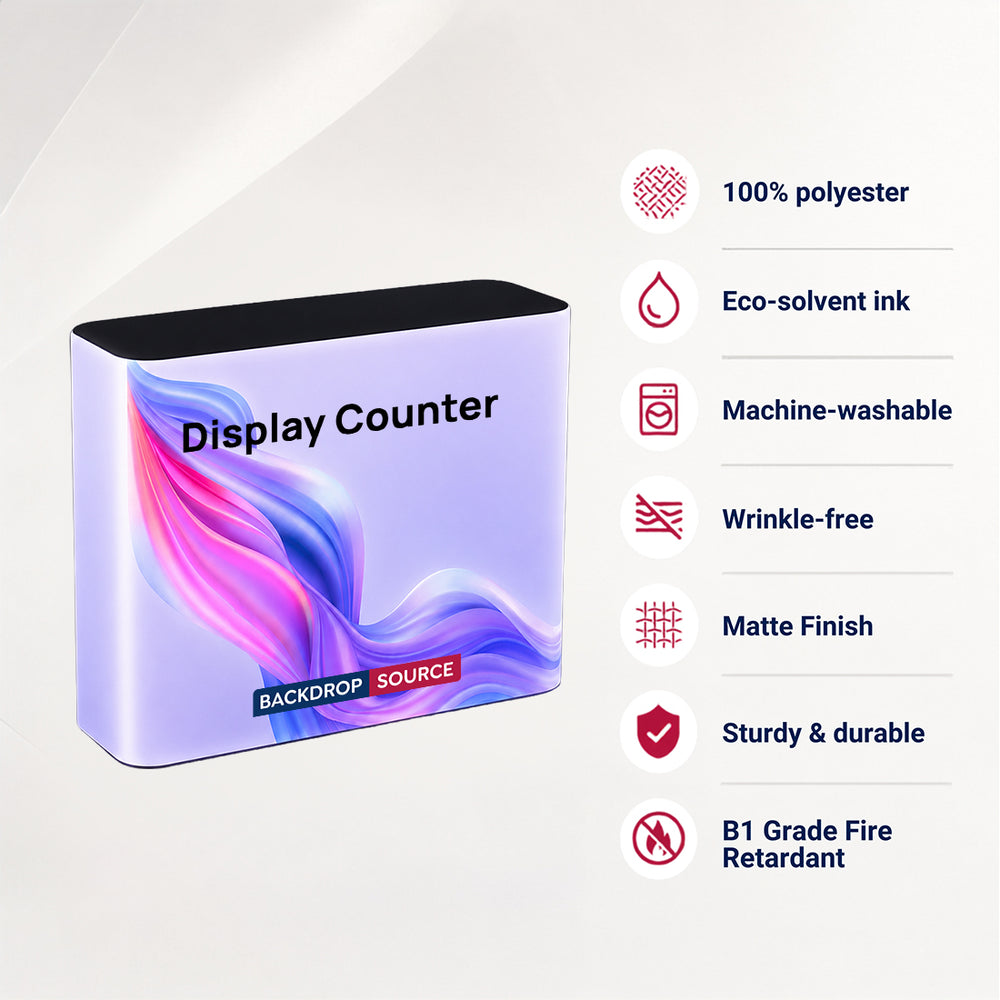Backlit Premium Fabric Counter Display – 1m/1.2m/1.8m W