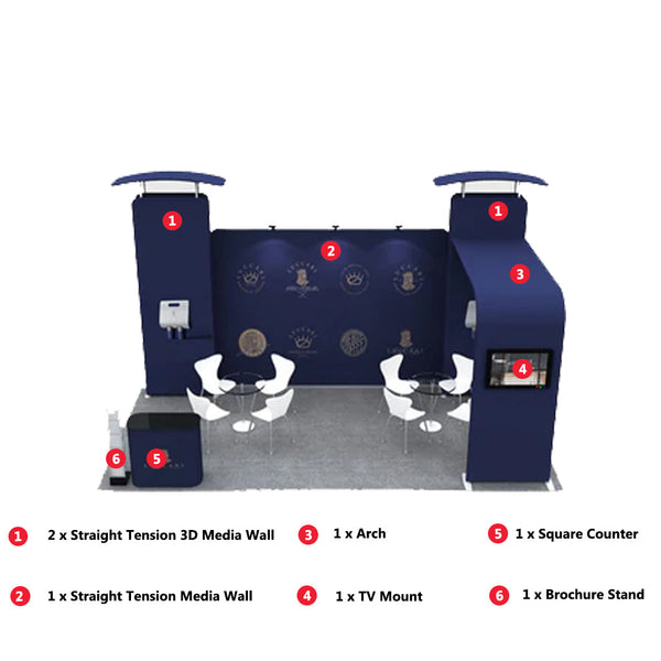 6m Straight Backdrop with 3D Wall & Arch Exhibition Kit