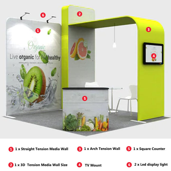 Premium Modular L Arch TV Display Exhibition Kit for 3m Wide Booths