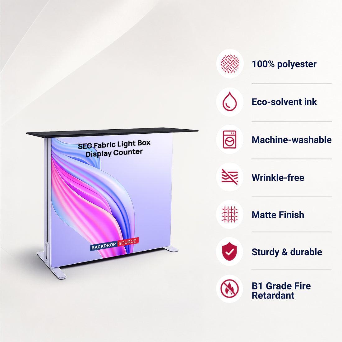 SEG Fabric Light Box Display Counter – 1m H