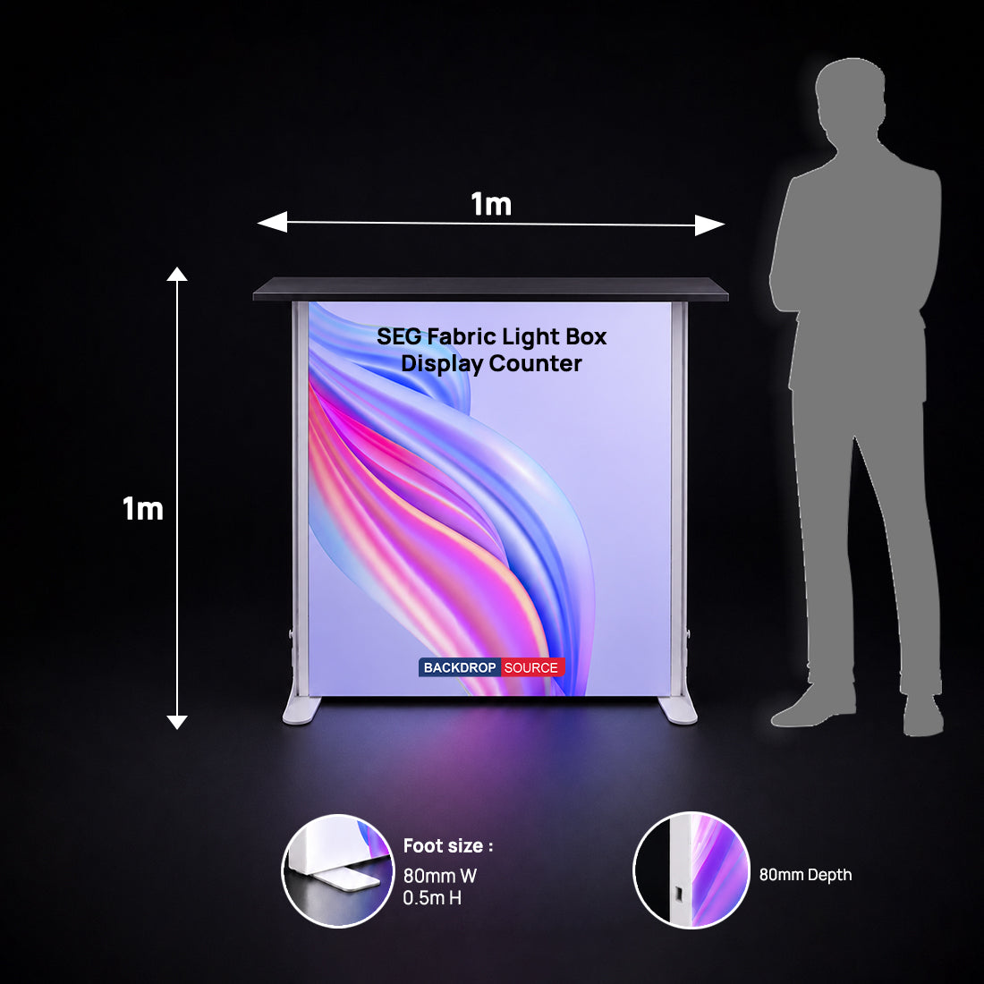 SEG Fabric Light Box Display Counter – 1m H