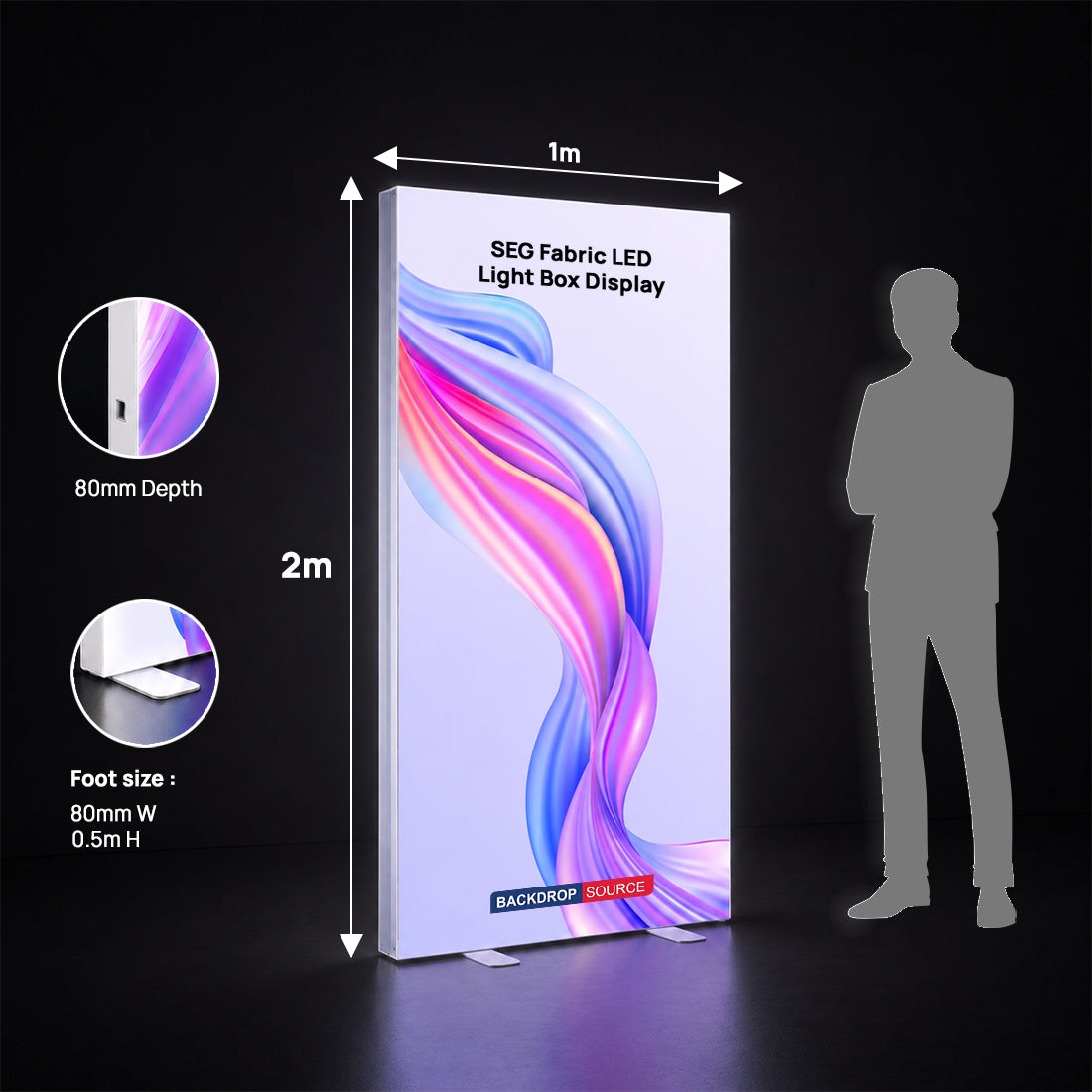 SEG Frameless Fabric LED Light Box Display - 1.2m W x 2m H