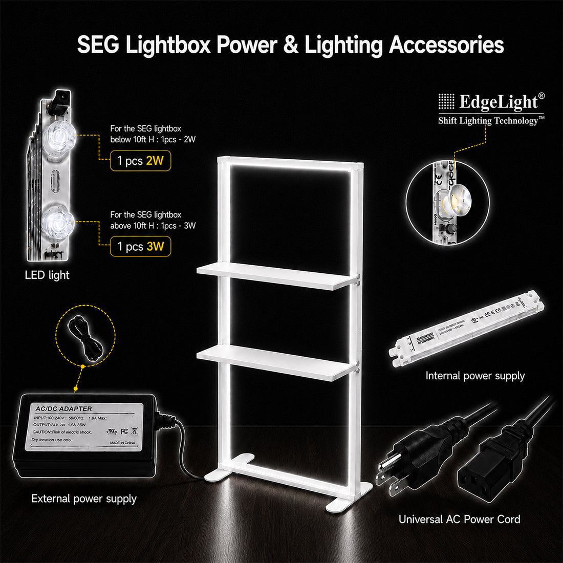 LED light box with Shelves