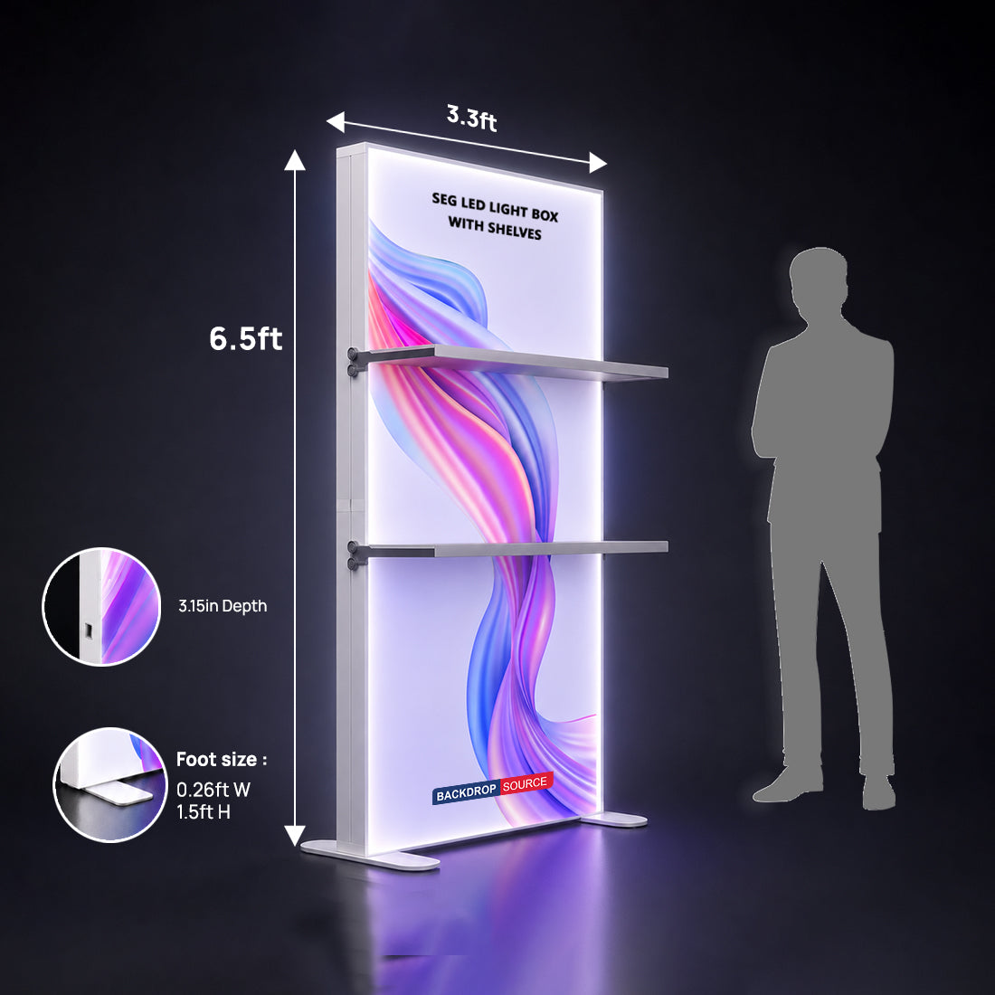 LED light box with Shelves