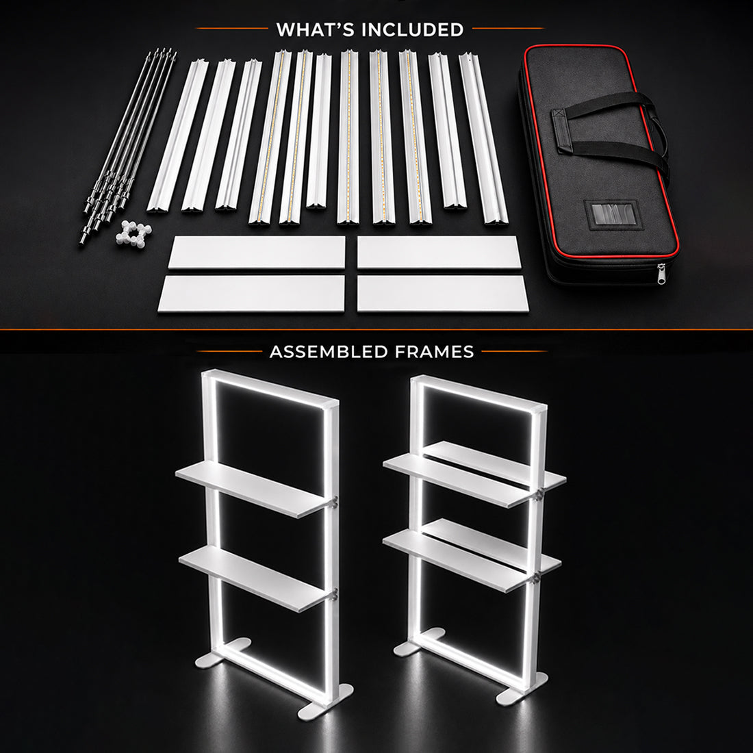 LED light box with Shelves