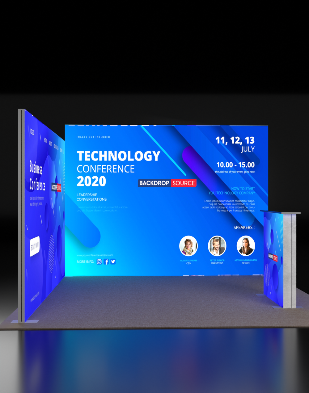 3m Backlit SEG L-Shape Booth Kit with Lightbox Counter