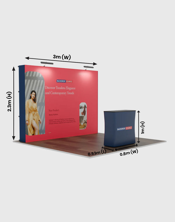 3m x 3m Straight Popup Exhibit Pro 3-in-1 Display Kit with Illume Lights