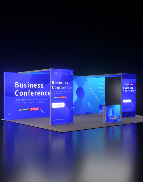 Backlit SEG Booth Kit with Twin L-Arches & Lightbox Counter