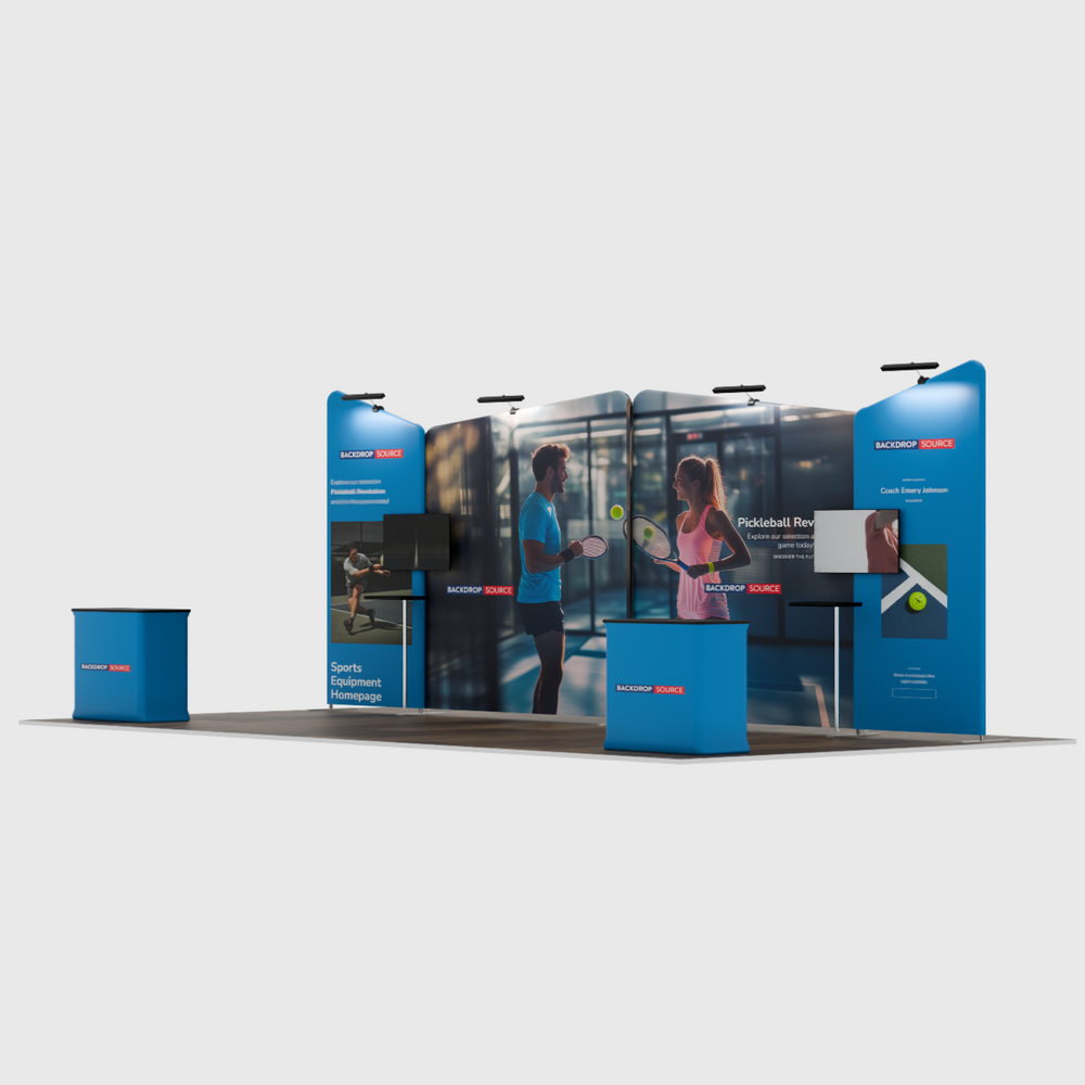 6x3m Booth Kit with Four Inclined Walls & 2 Counters