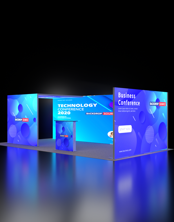6m Backlit SEG Booth Kit with L-Arch, Sidewall & Counter