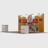6x3m Booth Kit with Curved Centre Wall & Inclined Side Walls