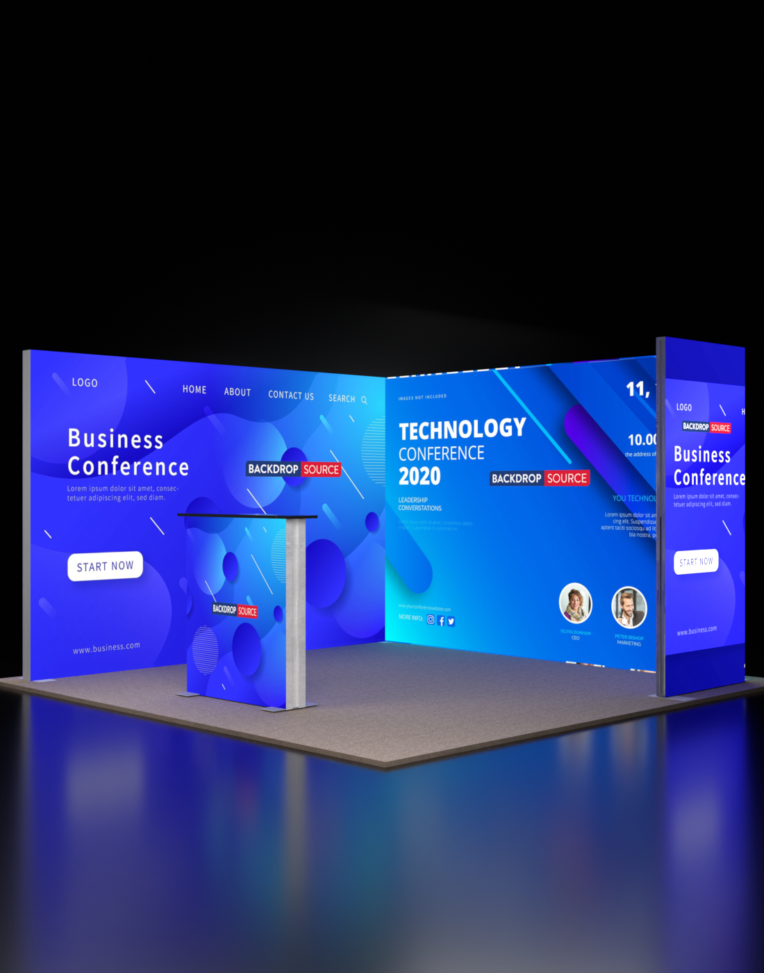3m Backlit SEG Booth Kit with 2 Sidewalls & Lightbox Counter