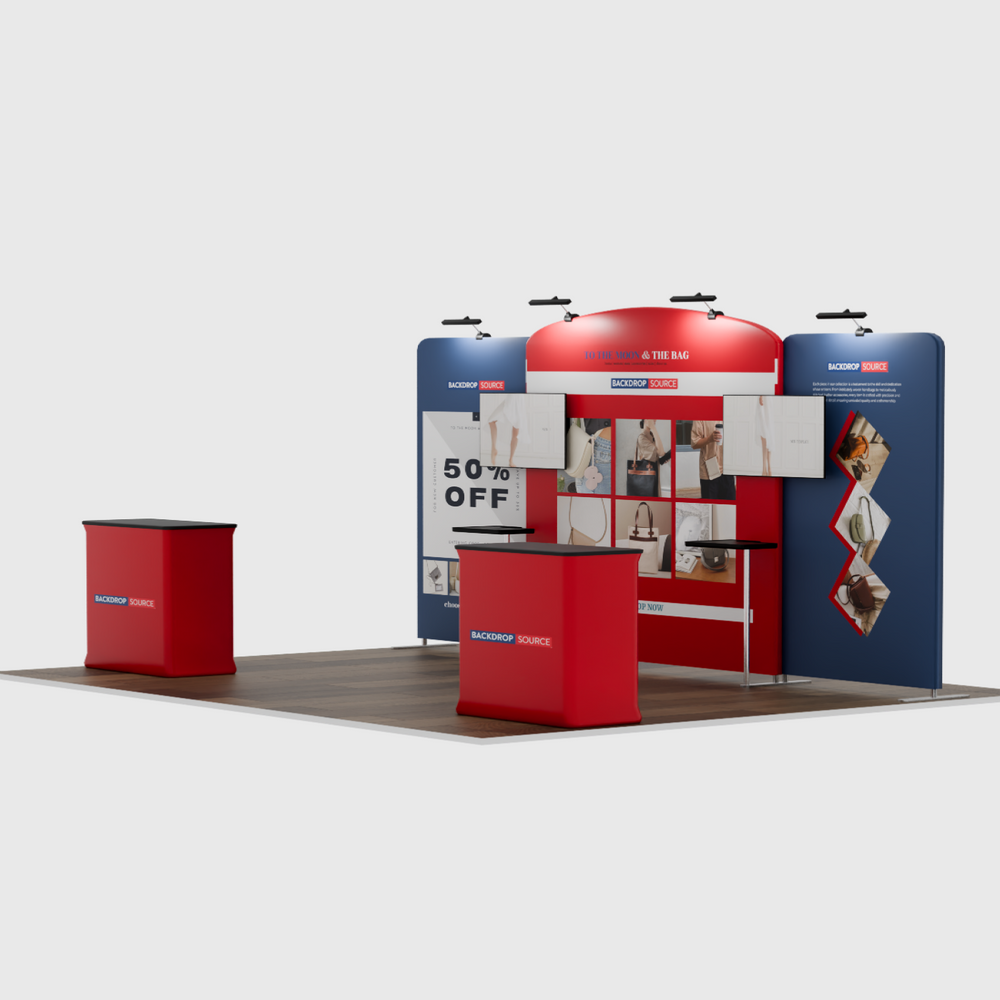 6x3m Booth Kit with Curved Centre Wall & Straight Side Walls