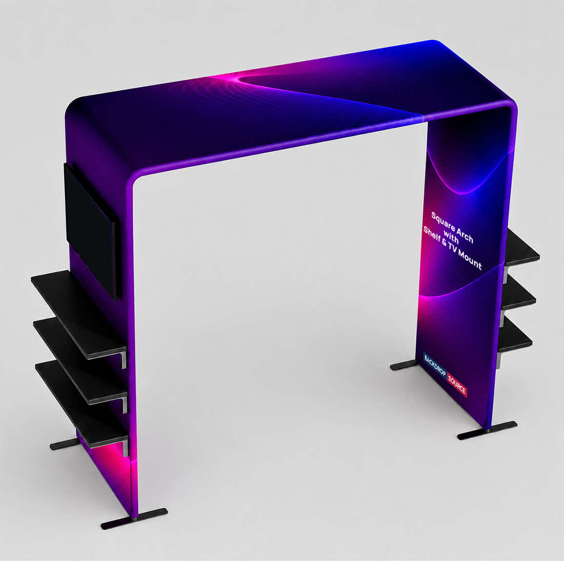 Fabric Square Arch Booth Display with Shelf & TV Mount