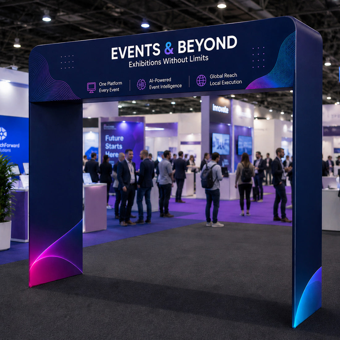 Square Shape Tension Fabric Display Arch With Header