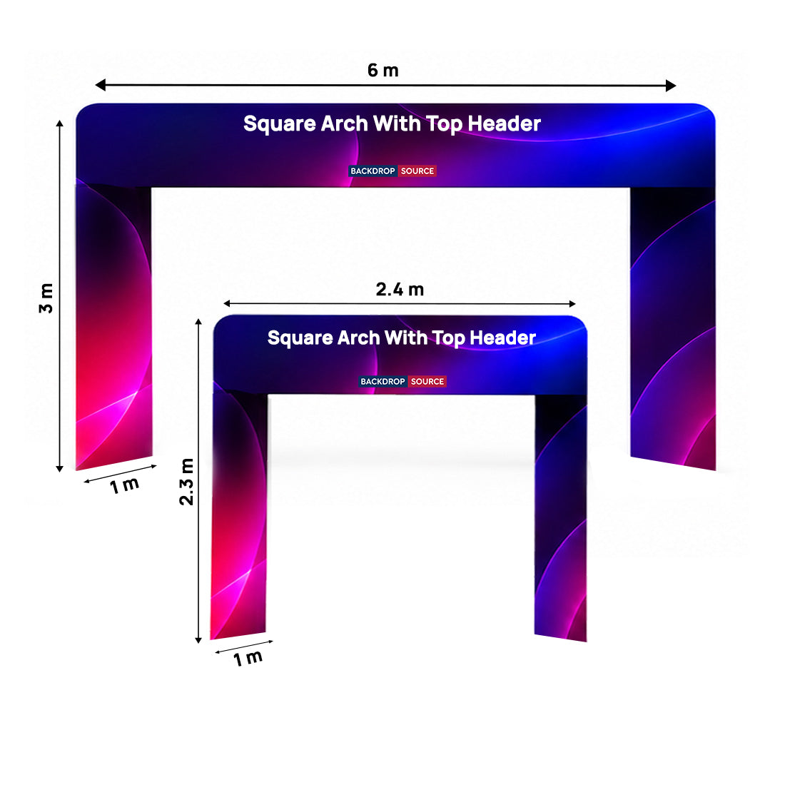 Square Shape Tension Fabric Display Arch With Header