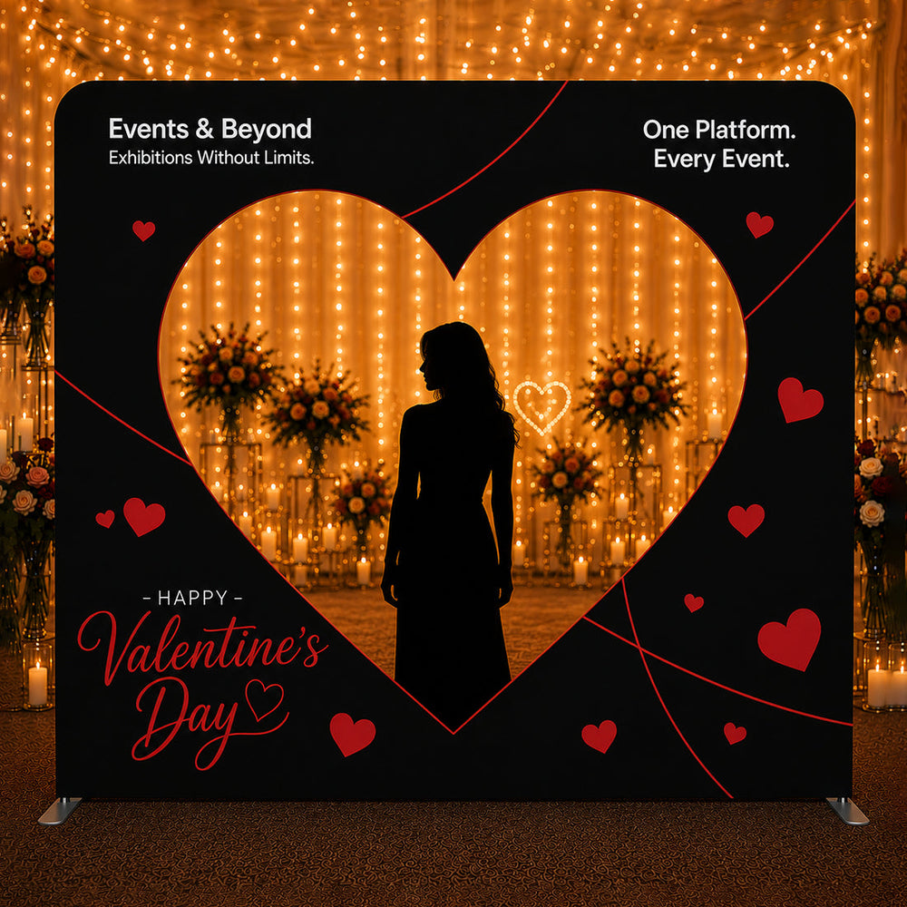 Straight Tension Fabric Media Wall – Heart Cutout