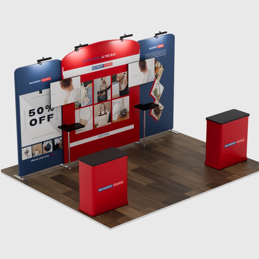 6x3m Booth Kit with Curved Centre Wall & Straight Side Walls