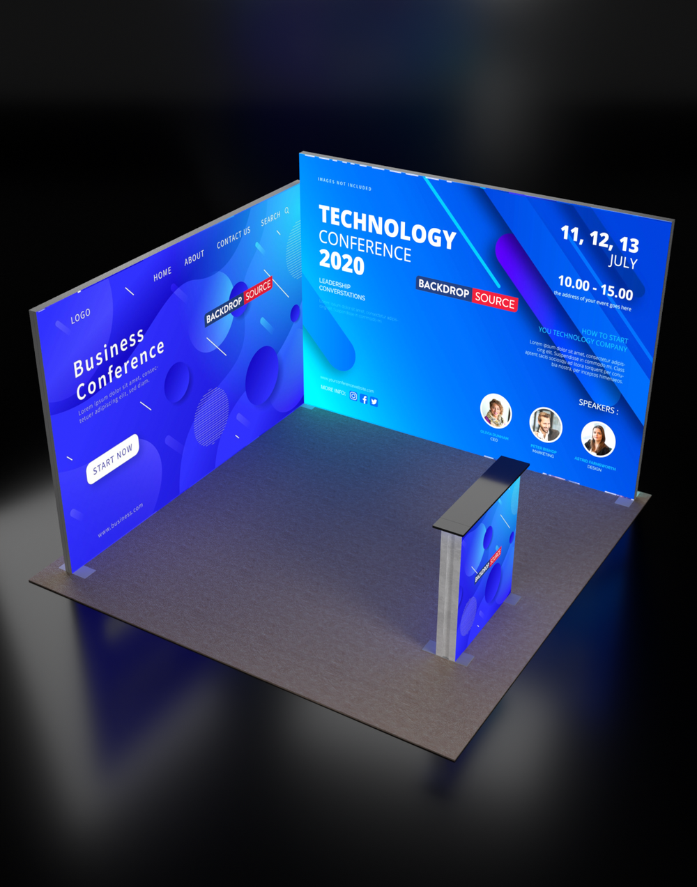 3m Backlit SEG L-Shape Booth Kit with Lightbox Counter
