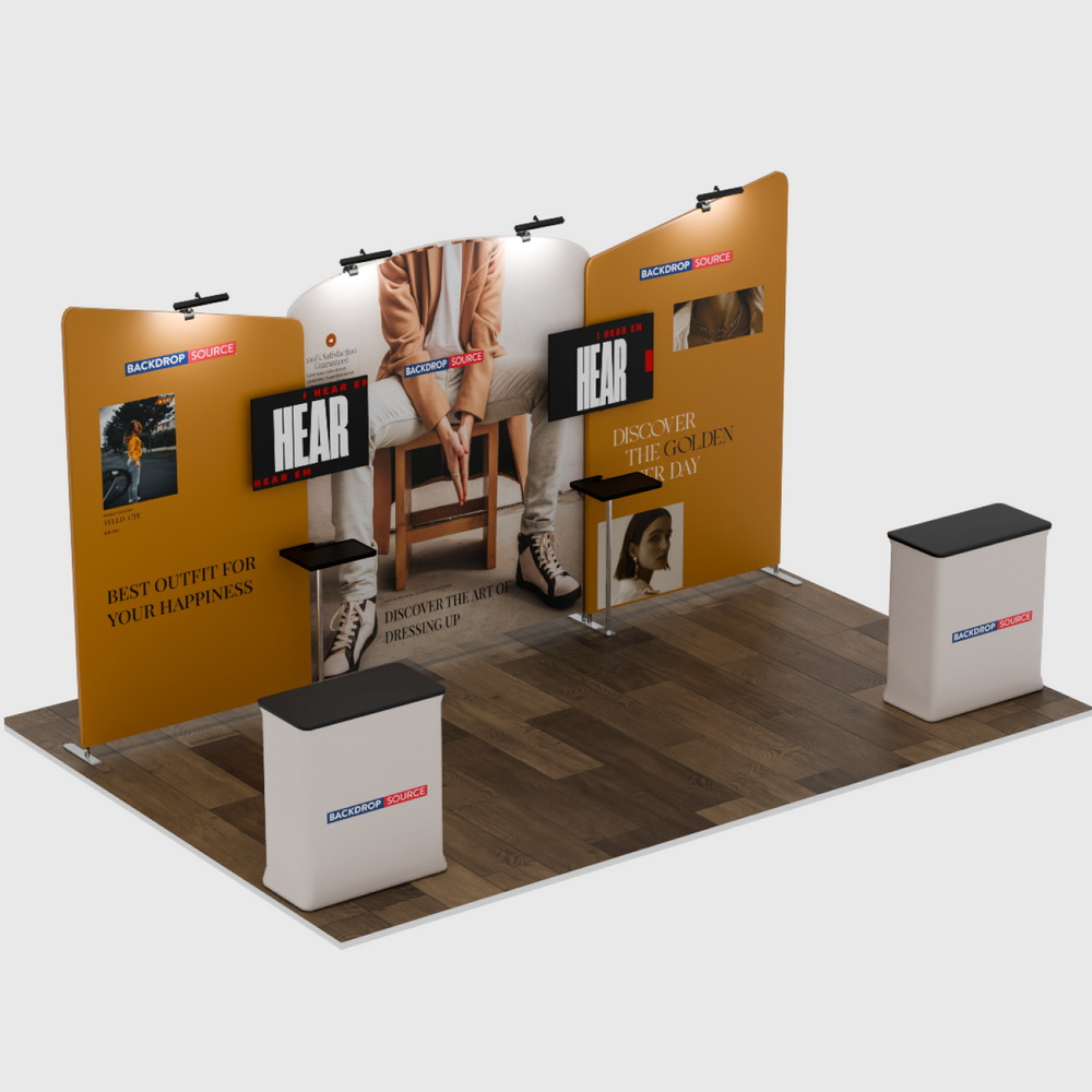 6x3m Booth Kit with Curved Centre Wall & Inclined Side Walls
