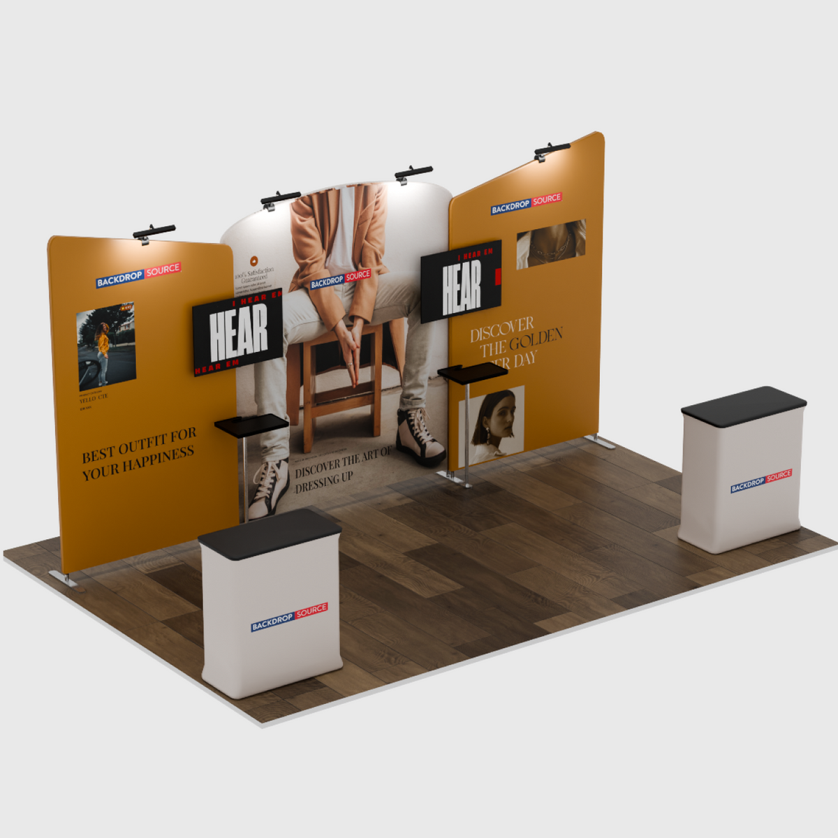 6x3m Booth Kit with Curved Centre Wall & Inclined Side Walls