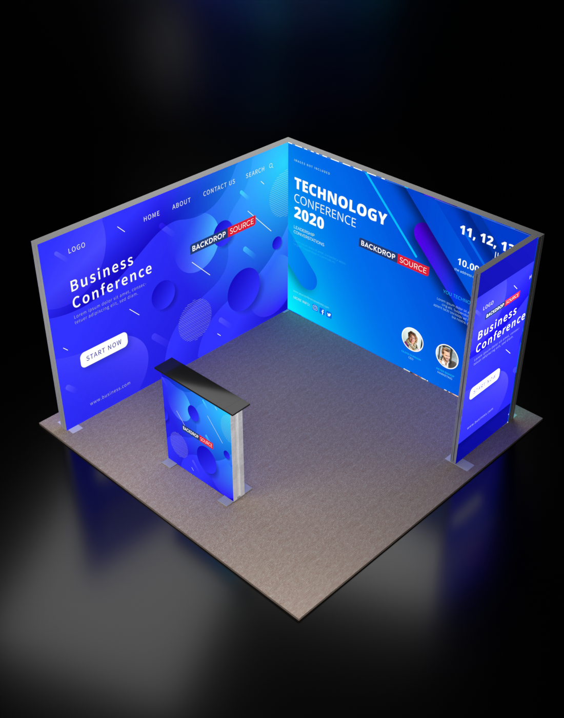 3m Backlit SEG Booth Kit with 2 Sidewalls & Lightbox Counter
