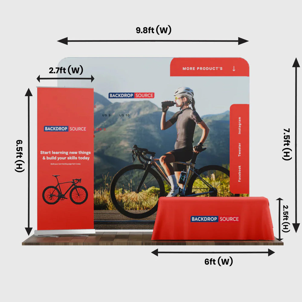 3x3m Starter Booth Kit with Backwall, Banner Stand & Table Cover