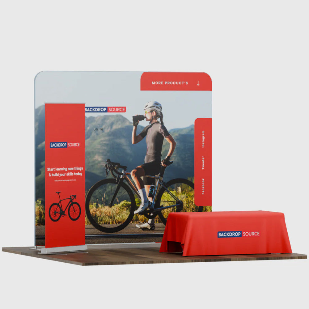 3x3m Starter Booth Kit with Backwall, Banner Stand & Table Cover