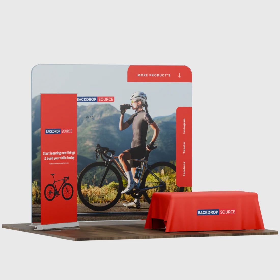 3x3m Starter Booth Kit with Backwall, Banner Stand & Table Cover