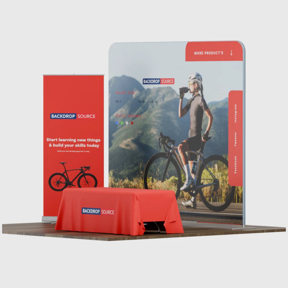 3x3m Starter Booth Kit with Backwall, Banner Stand & Table Cover