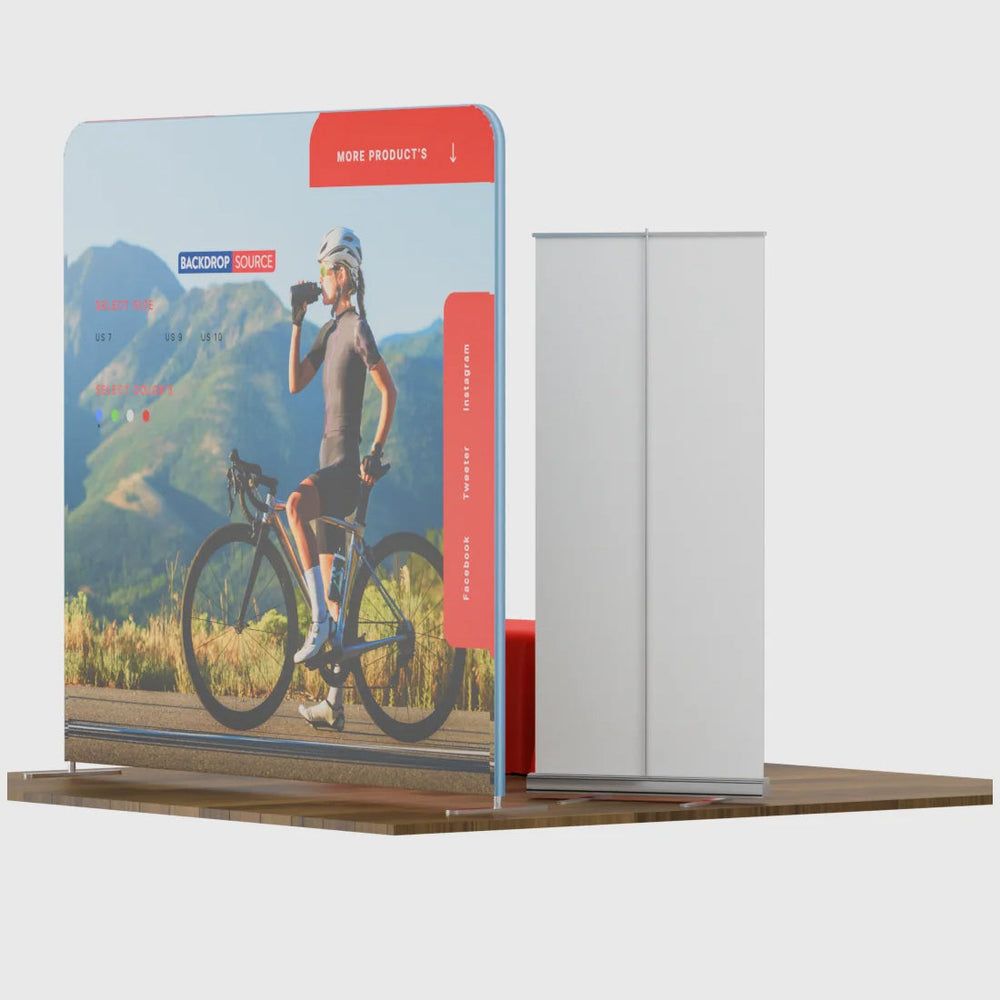 3x3m Starter Booth Kit with Backwall, Banner Stand & Table Cover