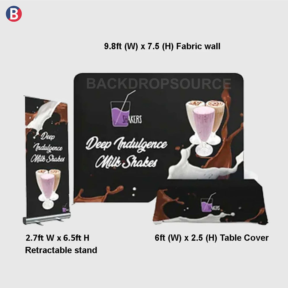 3x3m Starter Booth Kit with Backwall, Banner Stand & Table Cover