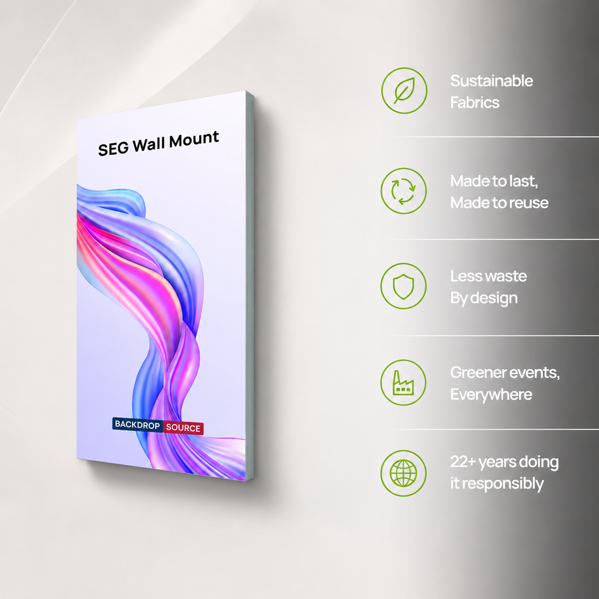 Wall-Mounted SEG Fabric display - 20mm Depth
