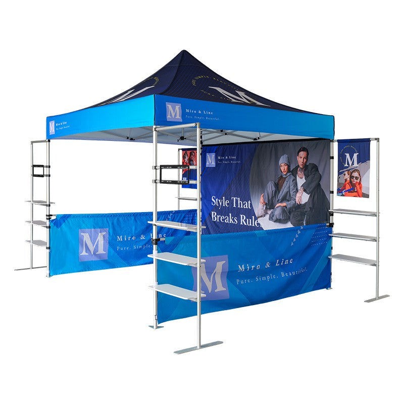 3m x 3m Fabric Canopy Kit A5 with TV Racks & Display Shelves