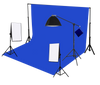 3 Head 750W Continuous Softbox Studio Lighting With Studio Backdrop & Boom Arm Equipment Kit