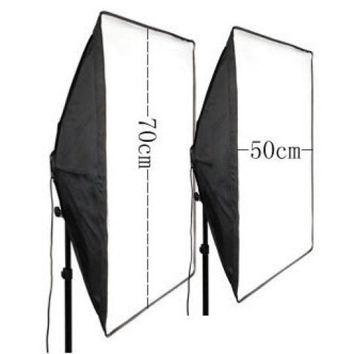 Three Head 750W Continuous Softbox Kit with Studio Backdrop