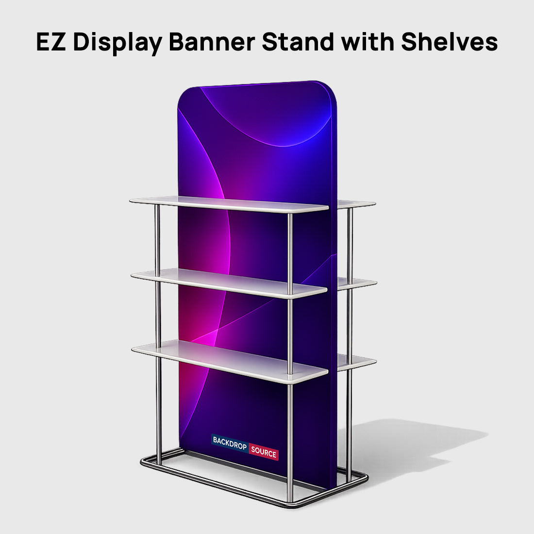 EZ Display Banner Stand with Shelves - 3
