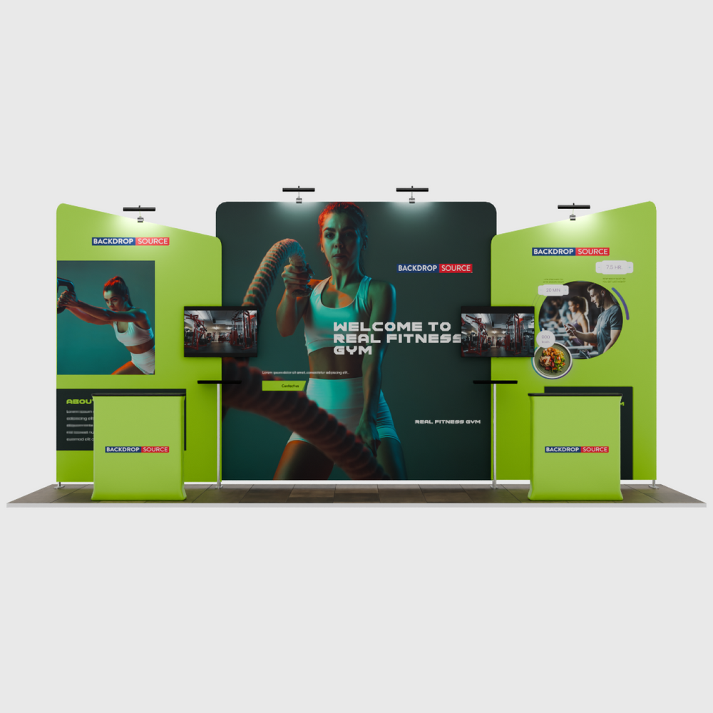 6x3m Booth Kit with Straight Centre Wall & Inclined Side Walls