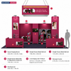 6x6m Booth Kit with Tension Walls, TV Arch & Brochure Stands