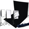Three Head 750W Continuous Softbox Kit with Studio Backdrop