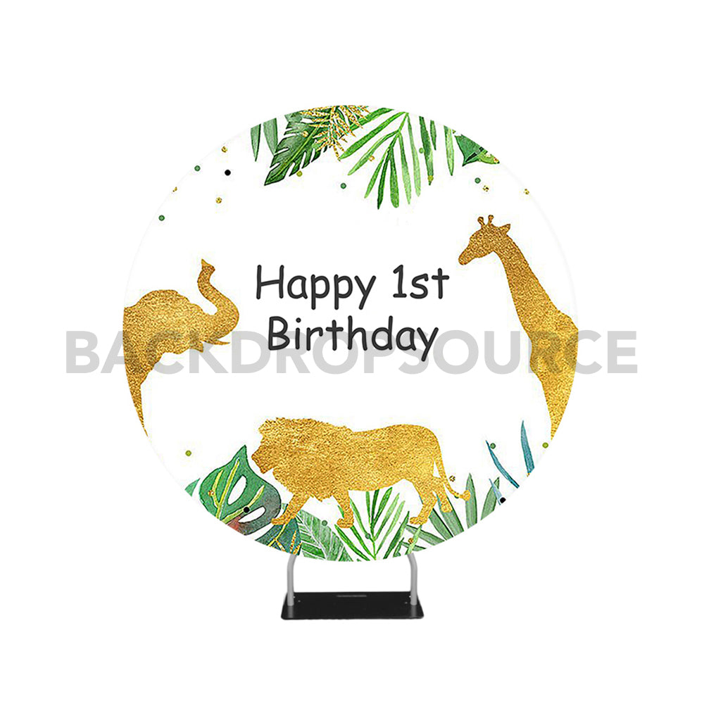 First Birthday Themed Circle Round Photo Booth Backdrop - Backdropsource