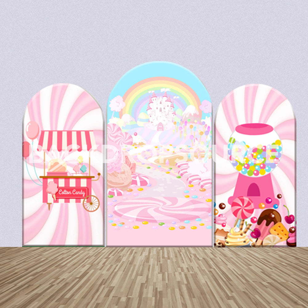 Rainbow Castle and Candyland  Themed Party Backdrop Media Sets for Birthday / Events/ Weddings - Backdropsource