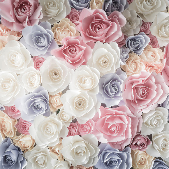 Backdrop of Colorful Paper Roses - Backdropsource