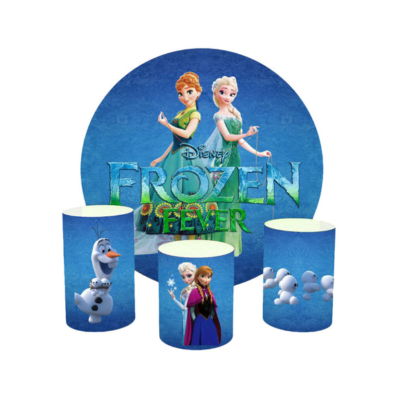 Frozen Princess Event Party Round Backdrop Kit - Model 2 - Backdropsource