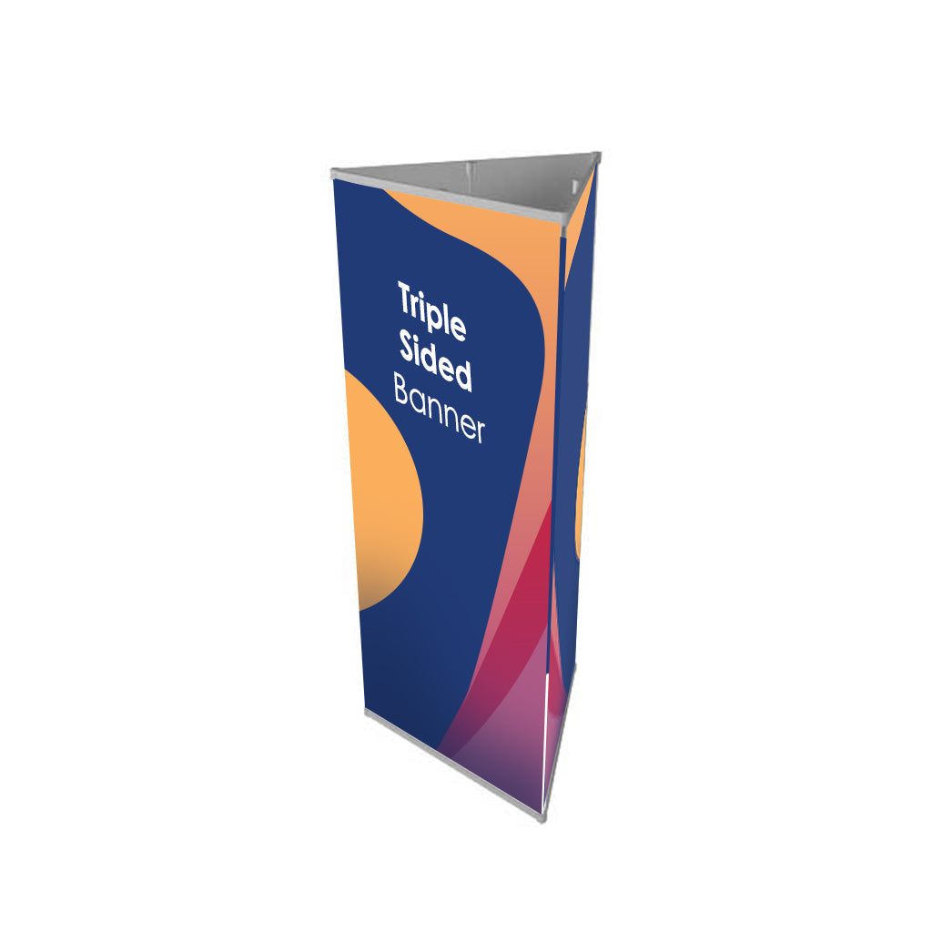 Tri-banner 3 sided Triangle Banner Display Stand - Backdropsource