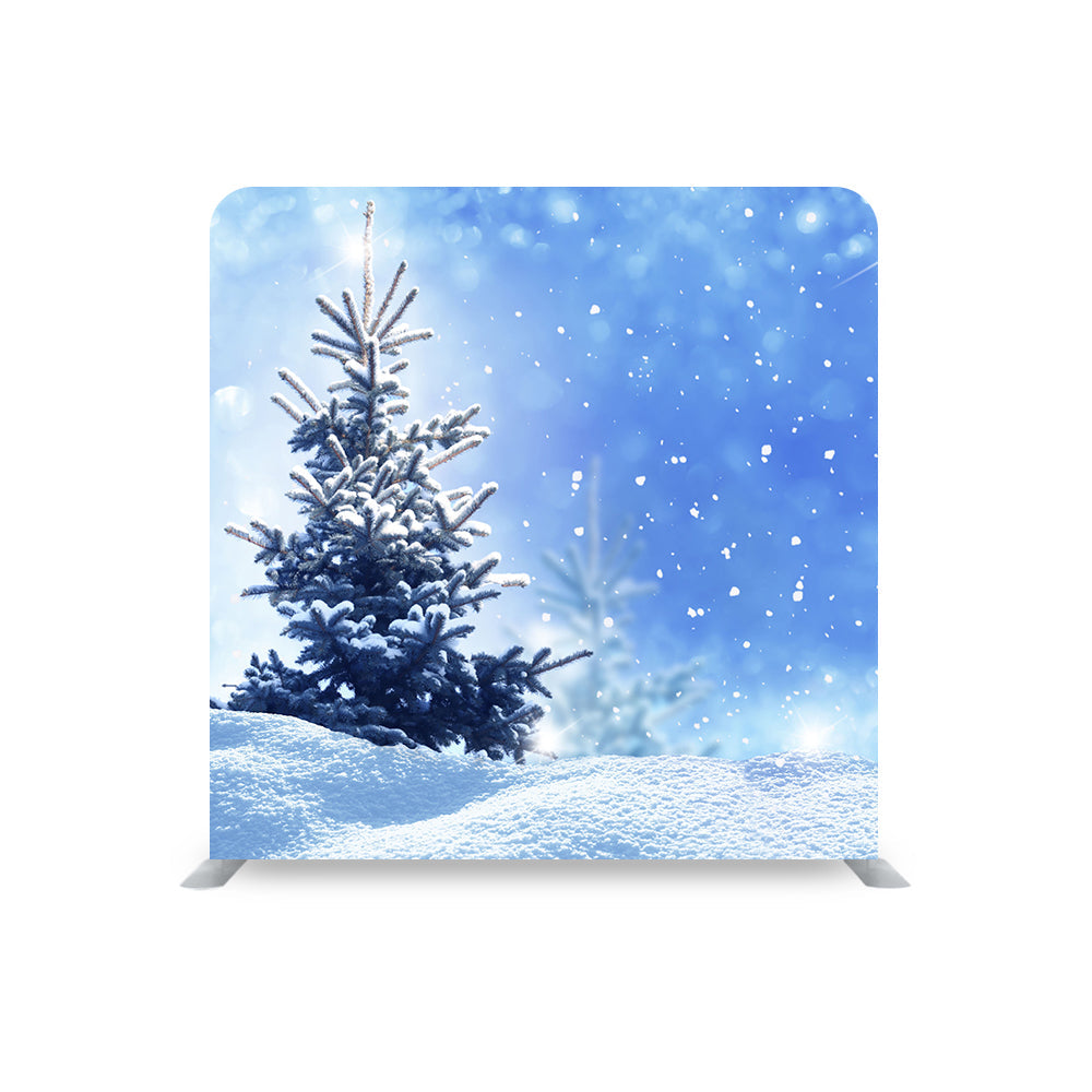 Frozen Tree Blue Glittering Sky STRAIGHT TENSION FABRIC MEDIA WALL - Backdropsource