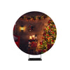 Beautiful Living Room Decorated for Christmas Circle Backdrop Stand - Backdropsource
