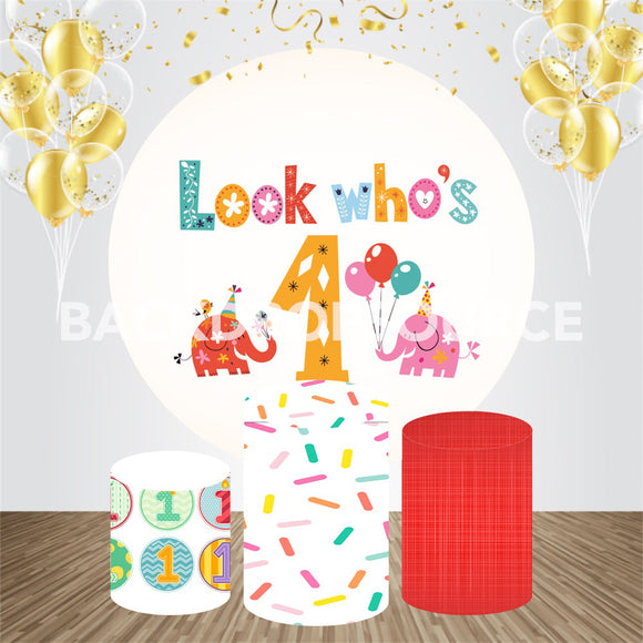 First Birthday Event Party Round Backdrop Kit - Backdropsource