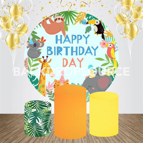 Animal Themed Birthday Event Party Round Backdrop Kit - Backdropsource
